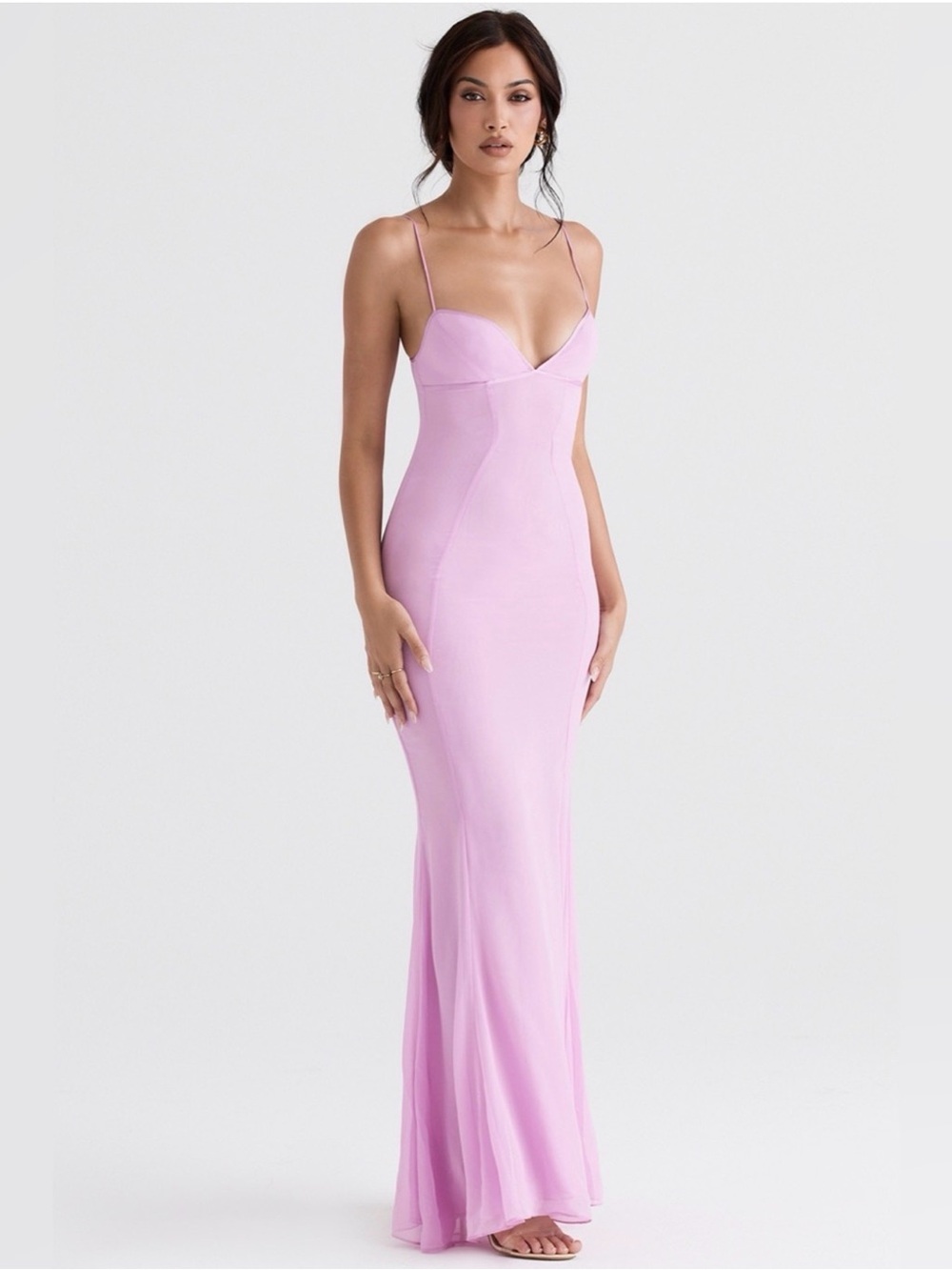 House of CB Pink Satin Slip Gown